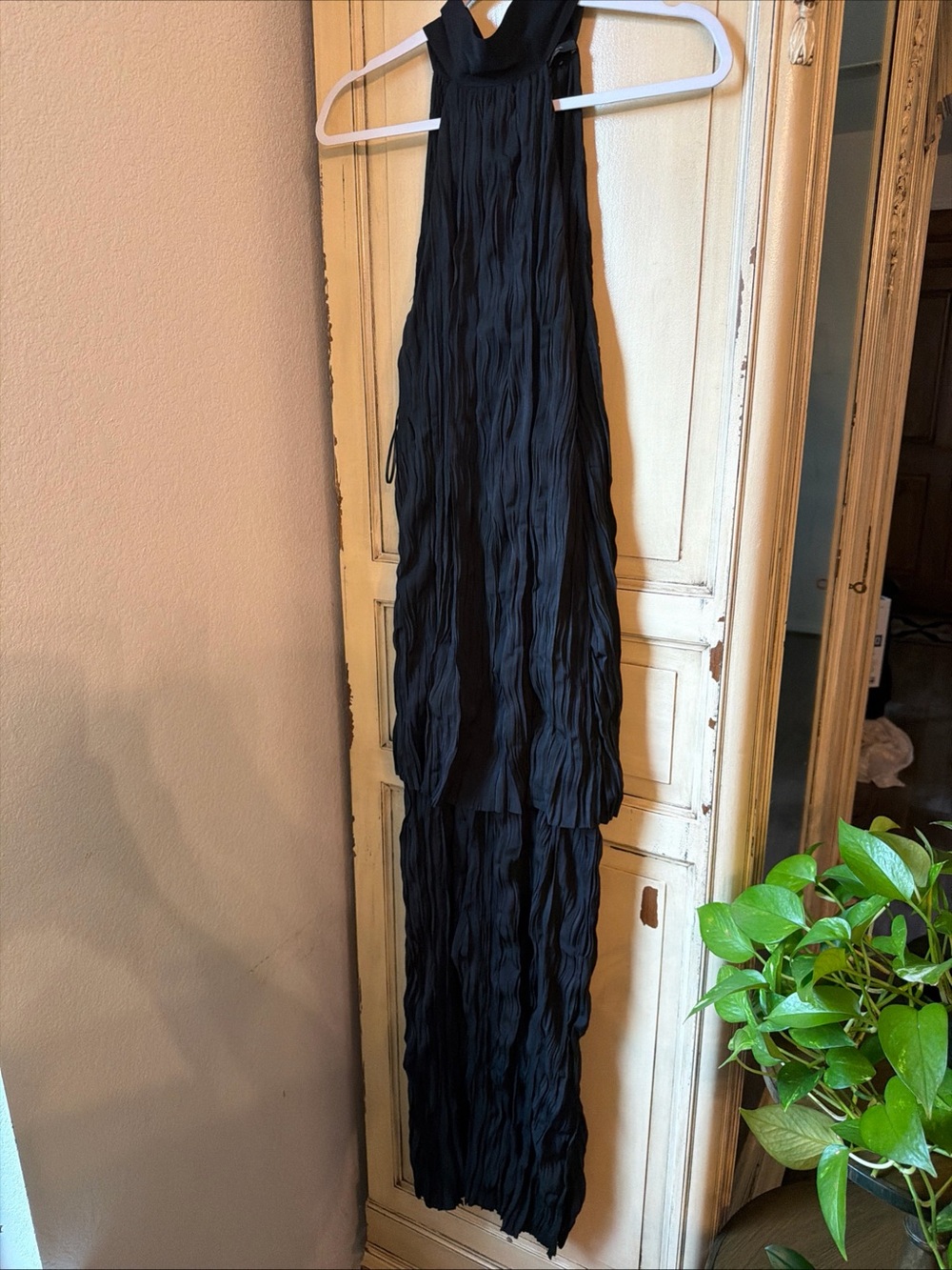 Massimo Dutti pleated halterneck dress